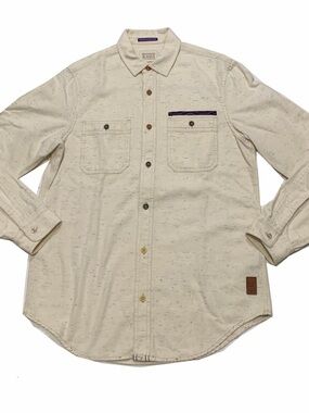 Scotch & Soda Cream Speckled Pocket Button-Down Shirt with Contrast Trim